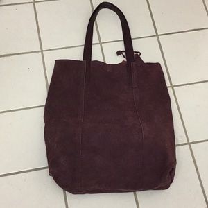 Burgundy Genuine Suede Tote